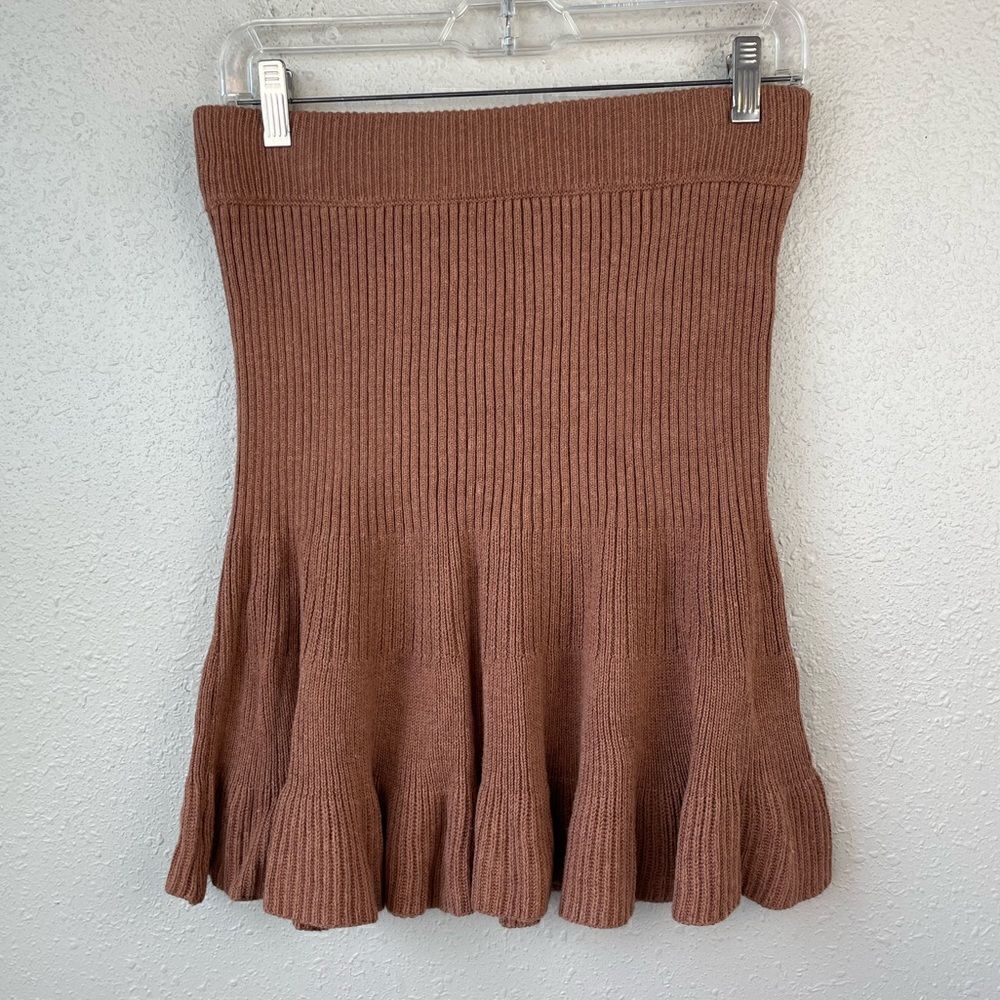 NWOT Free People Brown Sweater Skirt Size L